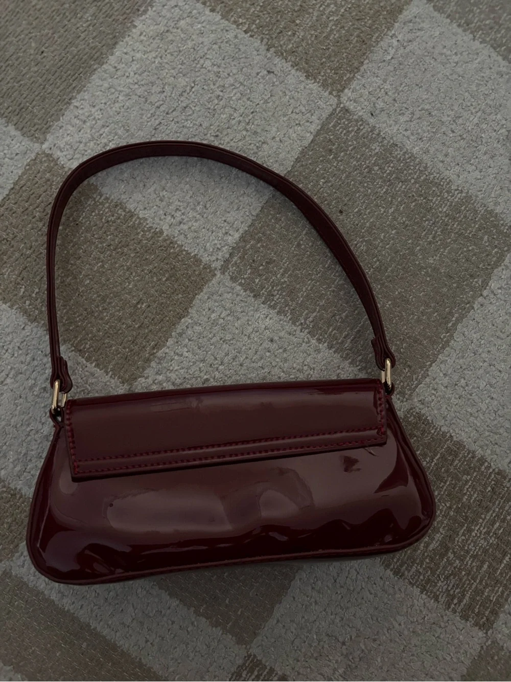 Patent Leather Burgundy Shoulder Bag